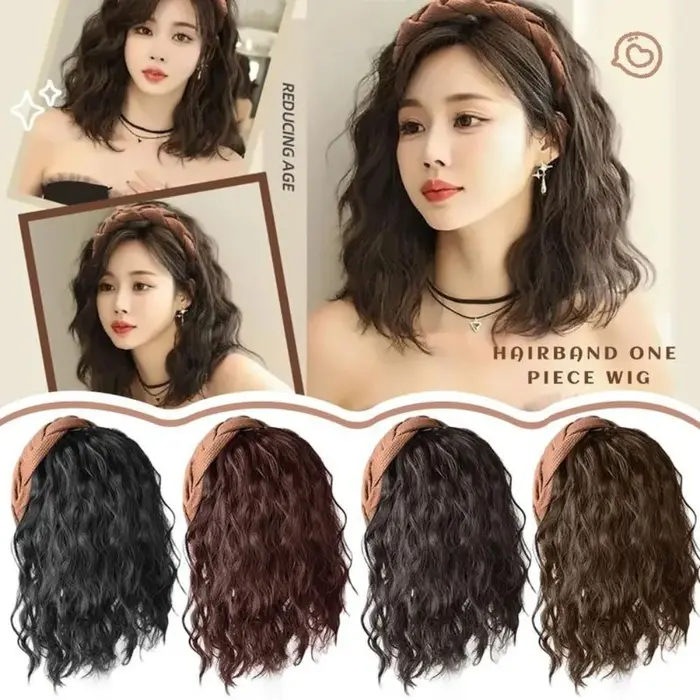 Mignon Long ondulé bouclés bandeau en forme de U naturel perruque pince Extension de cheveux fausse demi