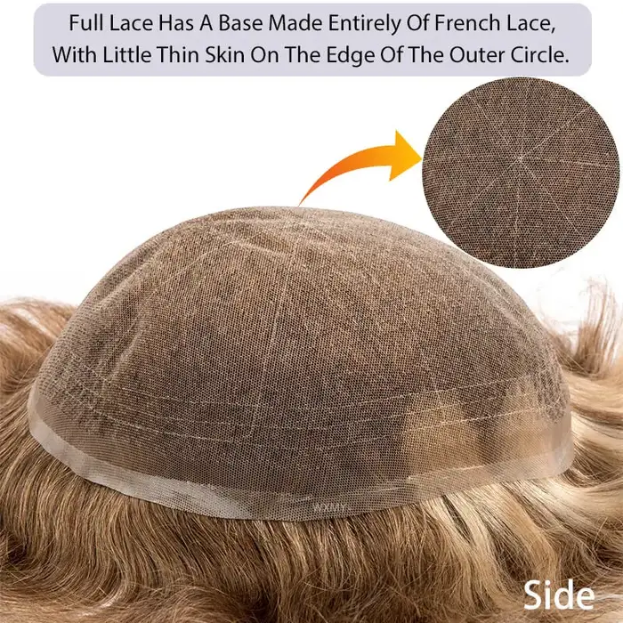 Base de dentelle française complète prothèse de cheveux masculins toupet respirant pour hommes perru