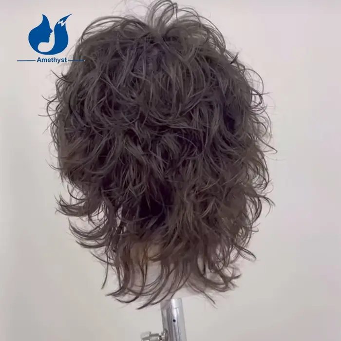 Améthyste lâche bouclés brésilien Remy perruque de cheveux humains pour hommes 13X6 dentelle avant
