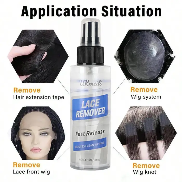 Spray dissolvant pour extensions de cheveux et ruban adhésif – Formule à action rapide