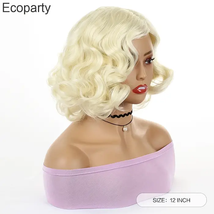 Halloween femmes Marilyn Monroe perruque dorée cheveux courts bouclés perruques