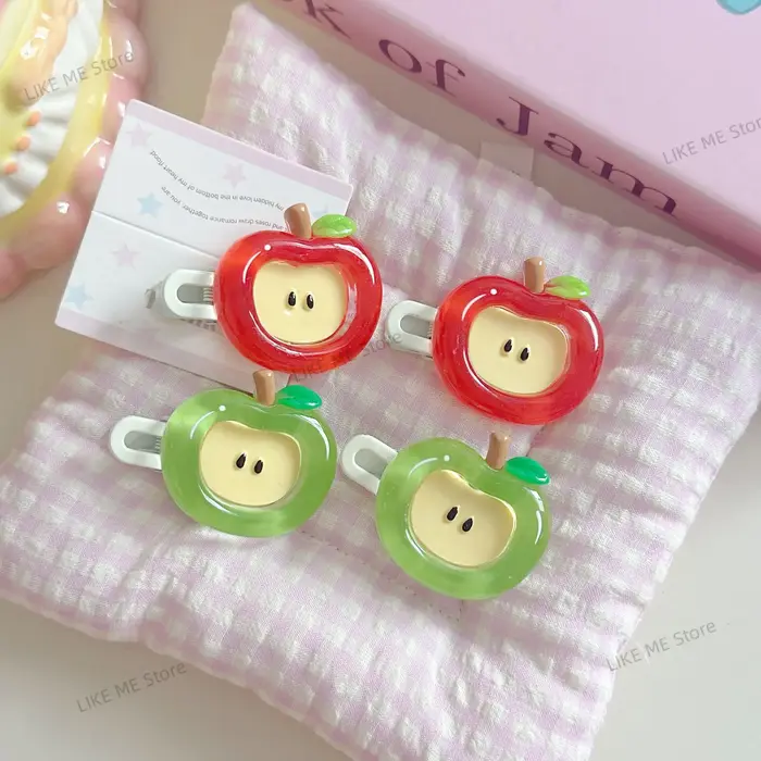 Délicieux grande pomme épingle à cheveux mignon doux fille coeur dessin animé frange bord pince coiffure carte enfants