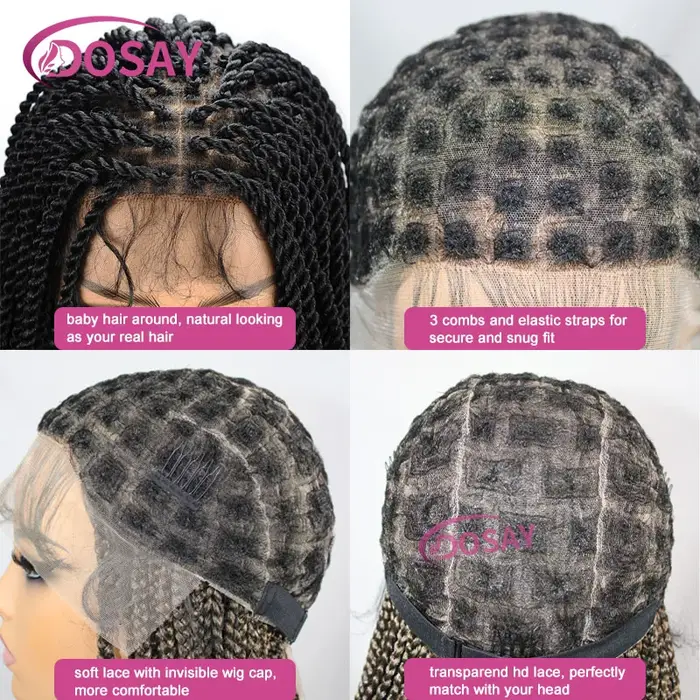 Perruque Lace Front Wig synthétique tressée en boîte