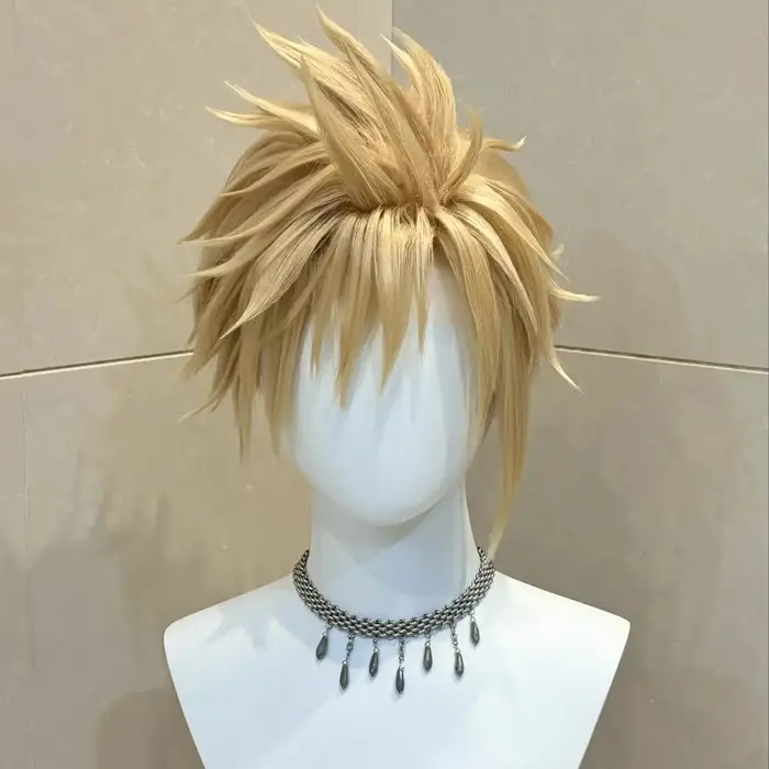 Perruque de cosplay Final Fantasy VII Cloud Strife – Perruque de cheveux anime hérissée blonde coiff