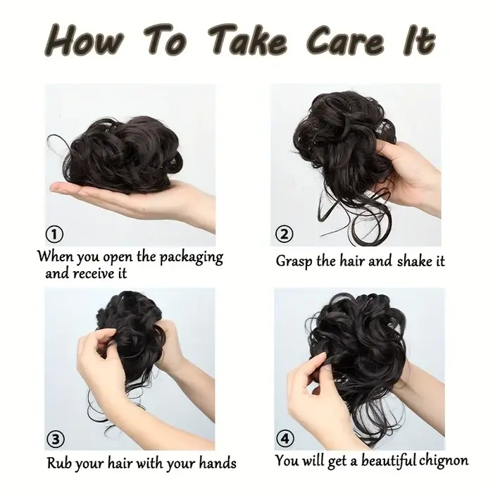 Chignon synthétique bouclé pour femme – Perruque rapide