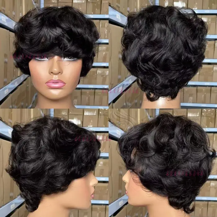 Perruque de cheveux humains bouclés alignés par cuticules brésiliennes 12A pour femmes - densité 180%