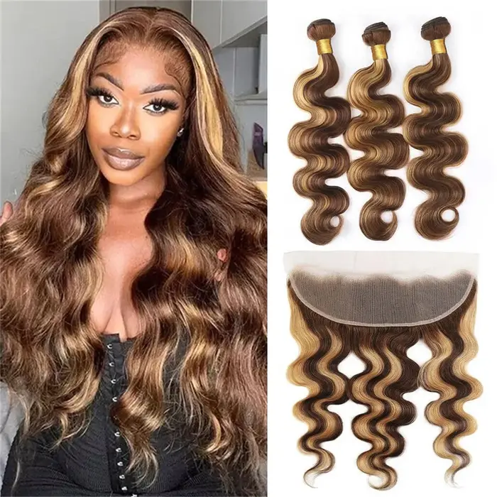 Mèches naturelles Body Wave à reflets