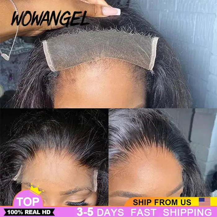 Perruque Lace Frontal Closure HD Invisible 5x5, cheveux humains Remy, Body Wave, pre-plucked, peau f