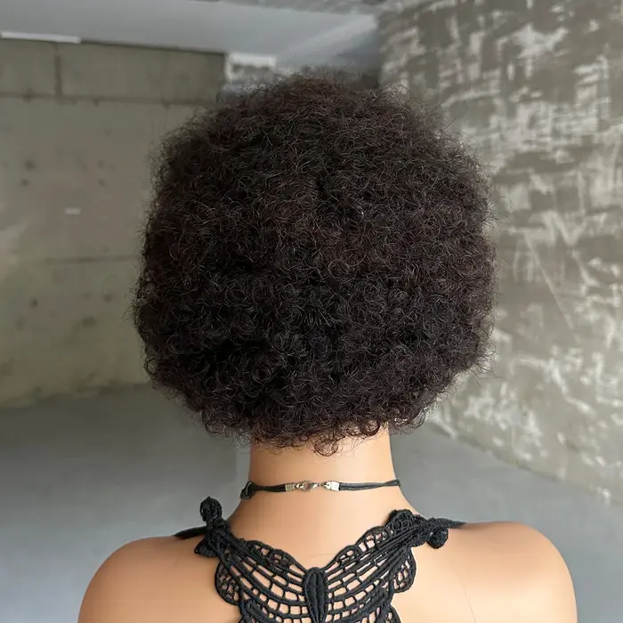 Pas cher court Afro crépus bouclés perruques pour les femmes cheveux humains