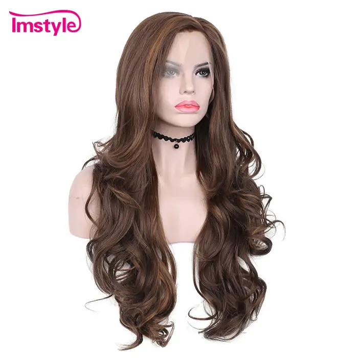 Imstyle – perruque Lace Front Wig synthétique marron pour femmes