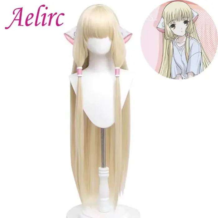 Chobits Cosplay perruque Chii Anime Coser synthétique longue perruque droite jolie fille haute qualité résistant à la chaleur fibre perruque Halloween fête