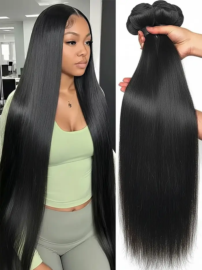 Extensions de Cheveux Humains Naturels Raides Comme des Baguettes
