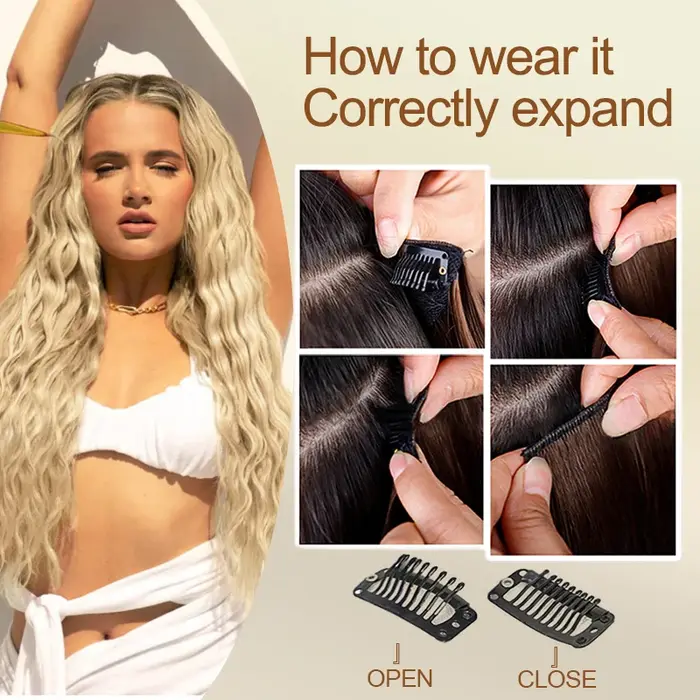 Extensions de cheveux longs bouclés naturels noirs de 24 pouces