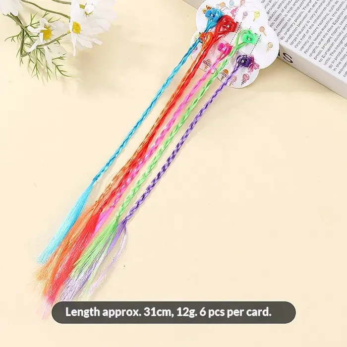 6 pièces pour enfants, extensions de cheveux colorées avec épingles à cheveux, accessoires de coiffu