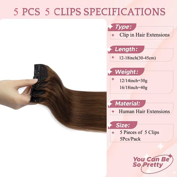 Extensions de cheveux naturels à clipser