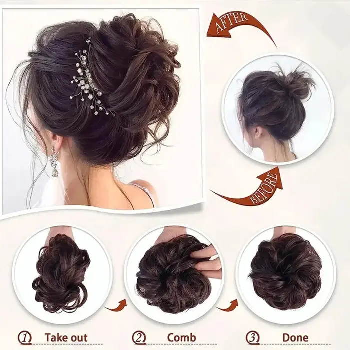 2 pièces femmes réel cheveux humains Chignon