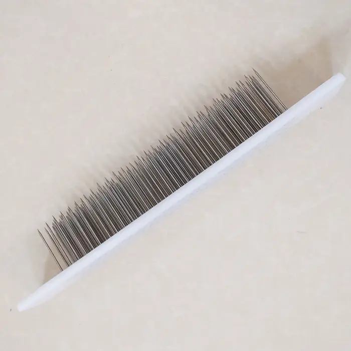 Hackle pour cheveux en acier inoxydable, 30cm, blanc, bleu, avec aiguille pour peigner les cheveux e