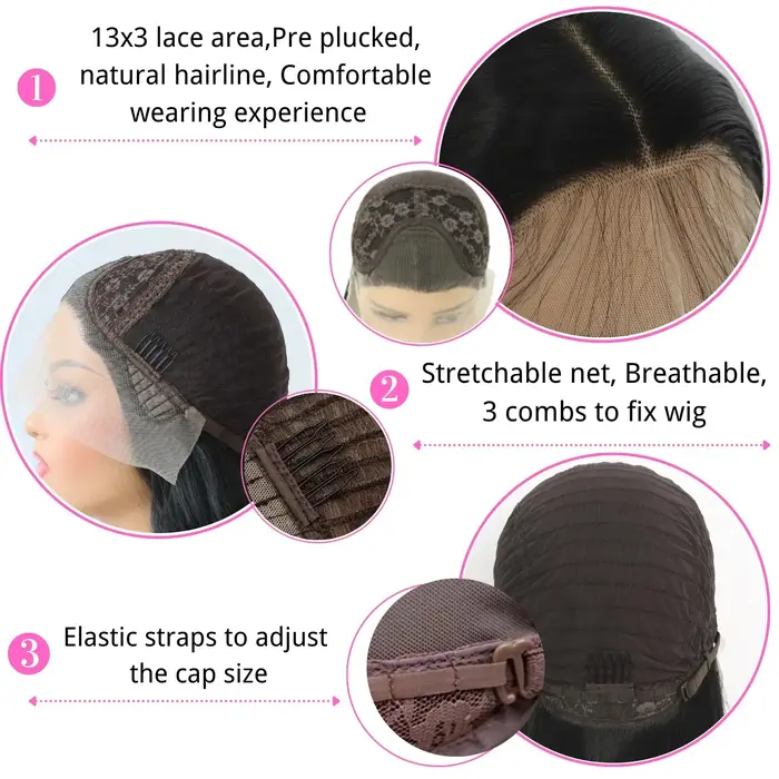 Perruque Lace Front Wig Synthétique HD Sans Colle