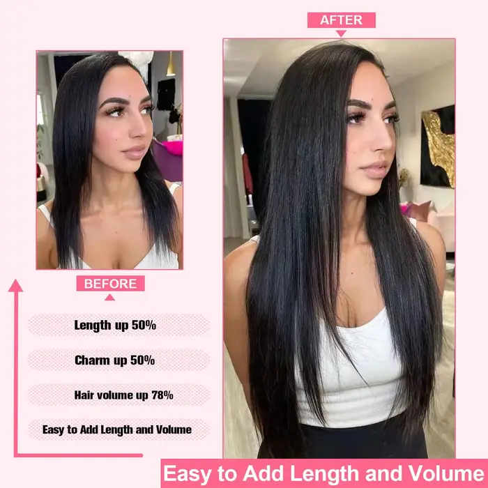 Extensions de cheveux à clips de 18/20/22 pouces