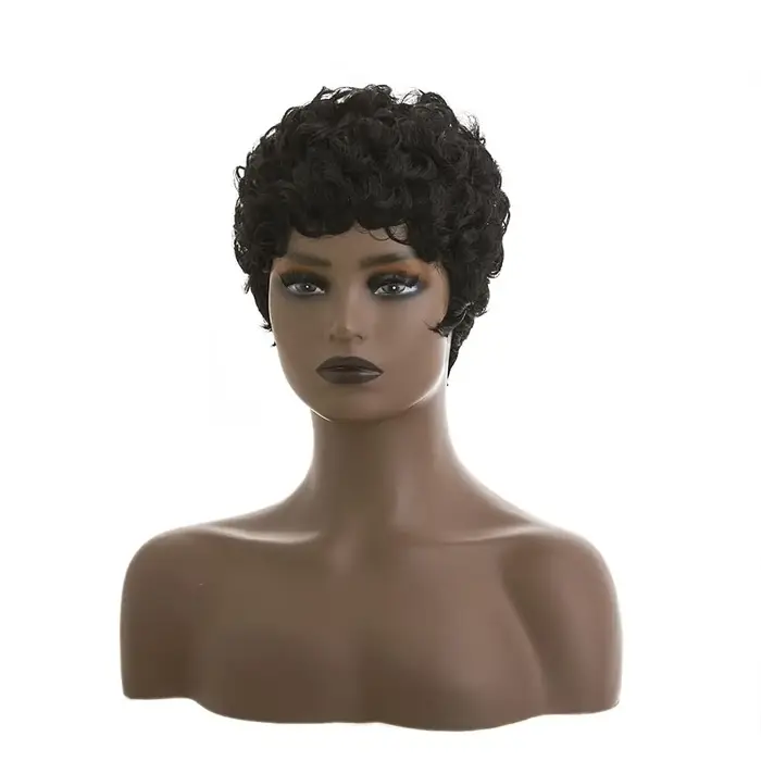 Perruques courtes coupe lutin pour femmes noires cheveux synthétiques Afro perruque