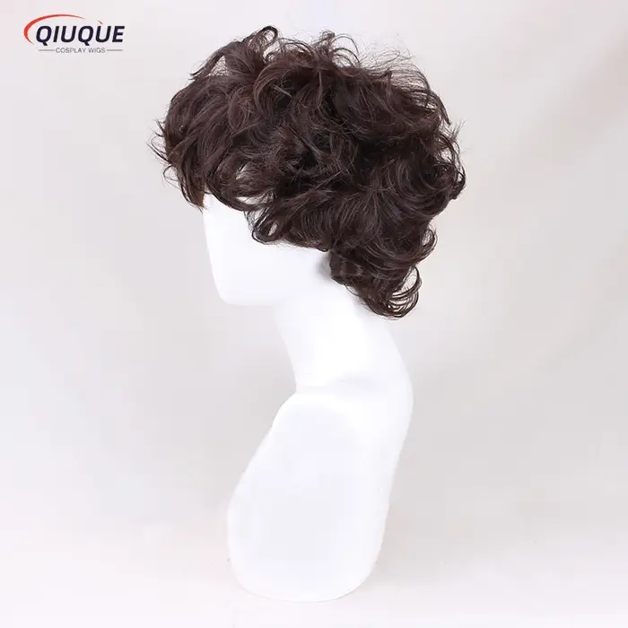 Frodo Baggins-Perruque Cosplay Courte Bouclée Marron