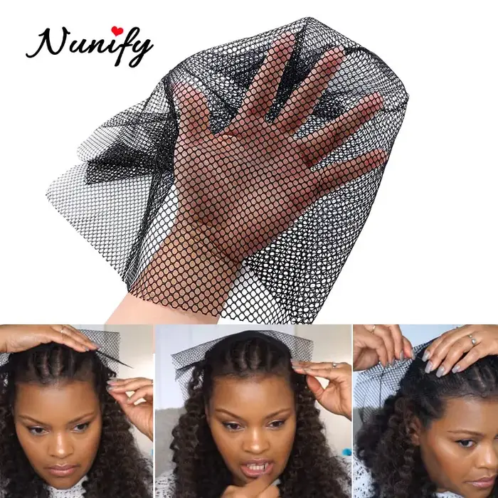 Nunify 1 pièces/lot filets à cheveux de couleur noire femmes toupets de cheveux extensible dentelle