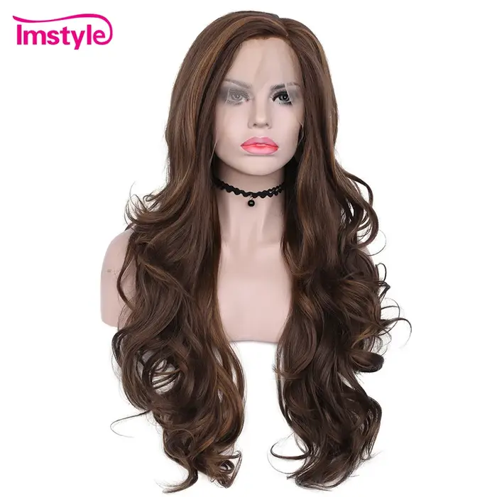 Imstyle – perruque Lace Front Wig synthétique marron pour femmes