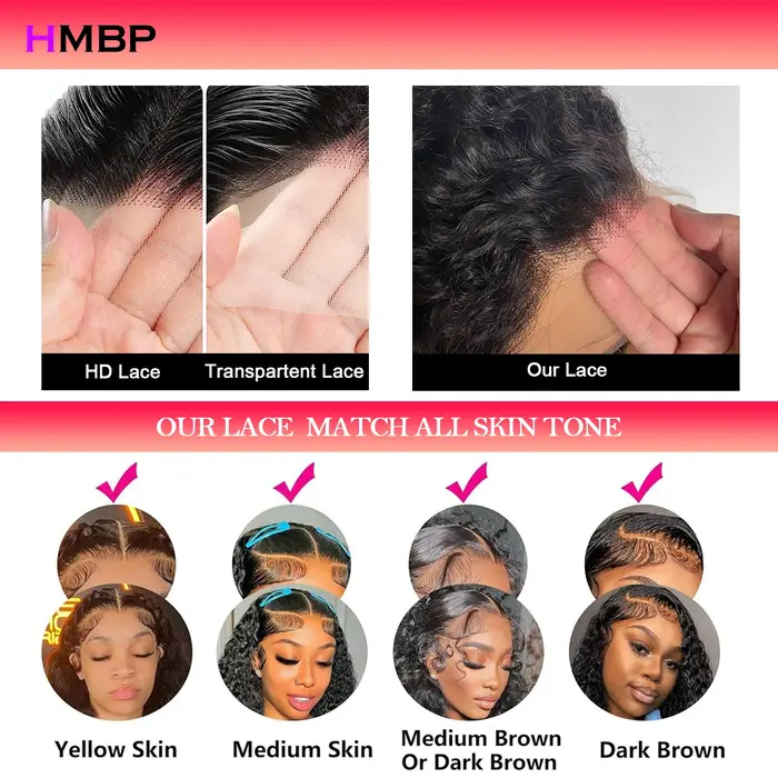 Perruques bouclées volumineuses 360/13x6 HD sans colle