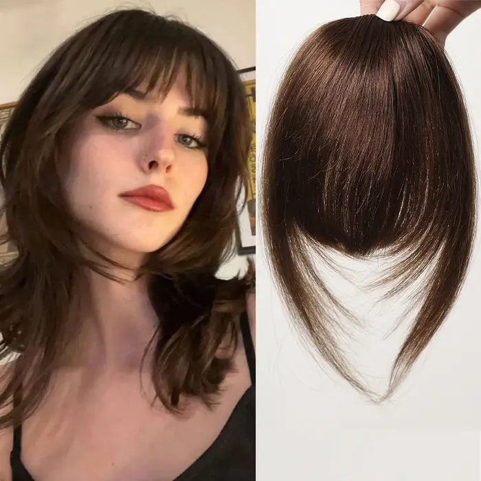 Brun Remy cheveux humains frange naturel droit
