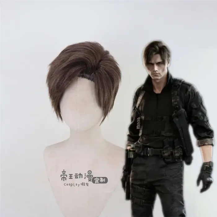 Perruque de cosplay Re9 REQ Leon pour homme
