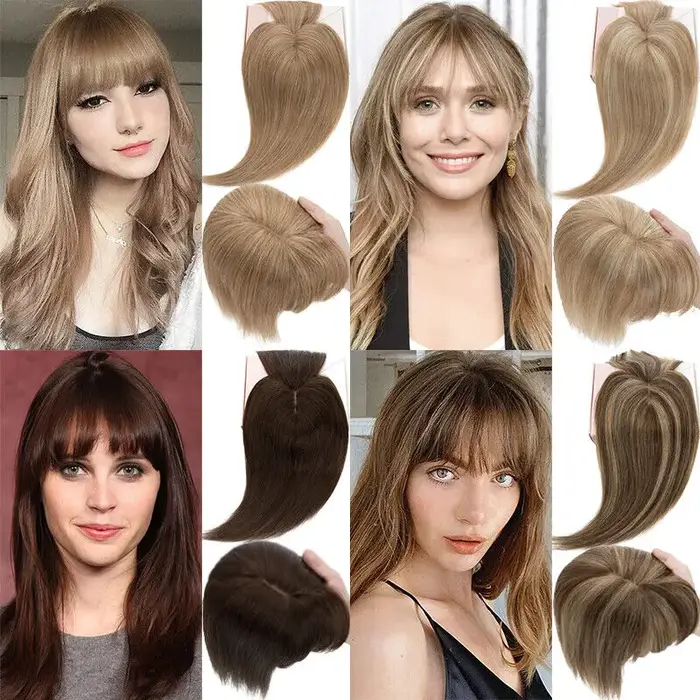 Postiche pour femme 100 % cheveux humains brésiliens – Topper droit de 35 cm avec mouvement naturel et durabilité.