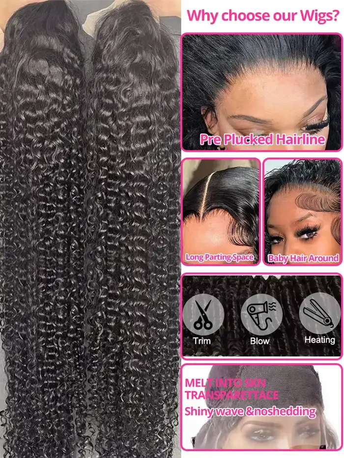 CEXXY Perruque Boucles Cheveux Humain Perruque Cheveux Humain Sans Colle perruque sans colle prête à