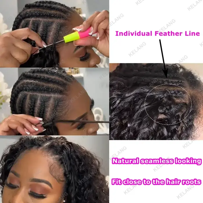 Extensions de cheveux bouclés crépus en plumes