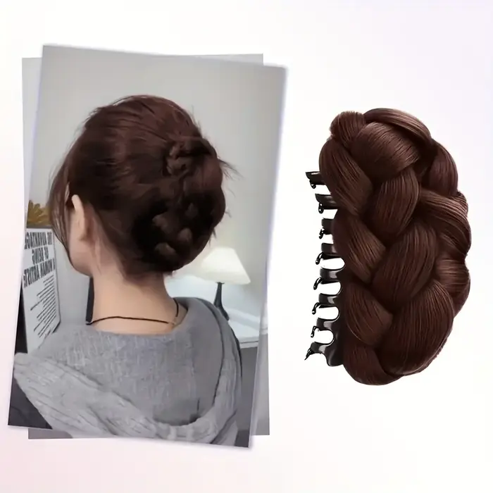 Perruque queue de cheval en fibre synthétique pour femme – comprend des styles à clipser pour petits pains et tresses