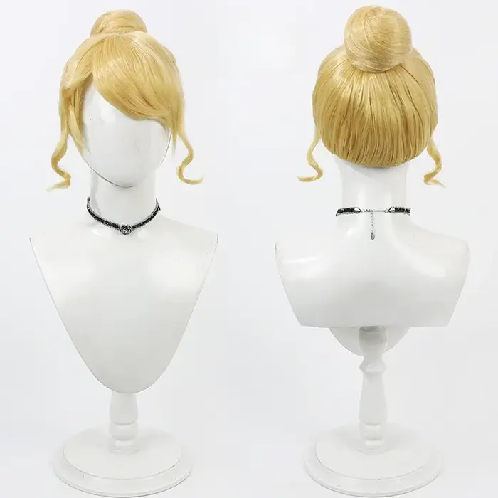Perruque de princesse cendrillon pour adultes, perruques de Cosplay blondes avec petits pains, cheve