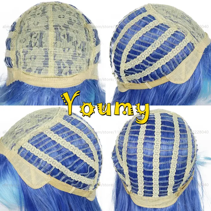 Idia-Perruque Synthétique Dégradée Bleue Longue de 100cm pour Femme Adulte