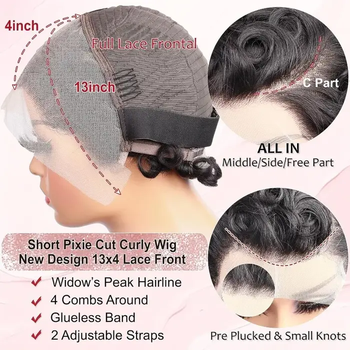 Perruque Lace Front Wig naturelle bouclée