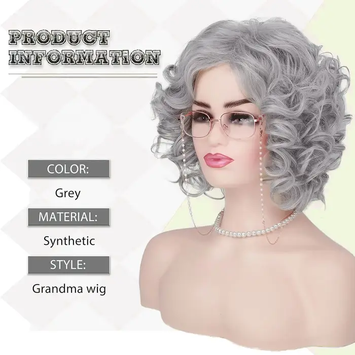 Perruque synthétique pour vieille dame