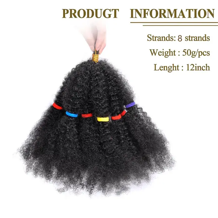Perruque synthétique Afro Kinky 12 pouces