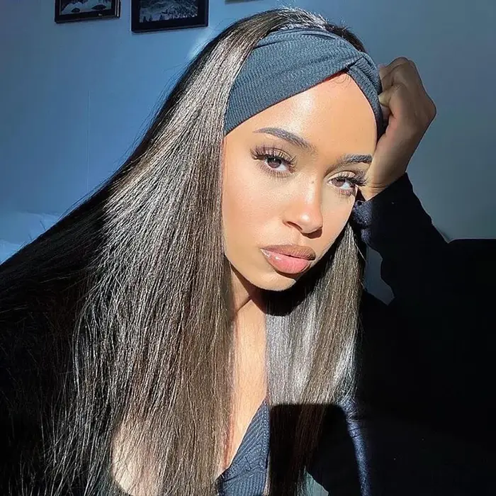 Bandeau perruque cheveux humains os droit perruques de cheveux humains pleine Machine faite péruvienne perruques de cheveux humains pour les femmes noires facile à dire 180%