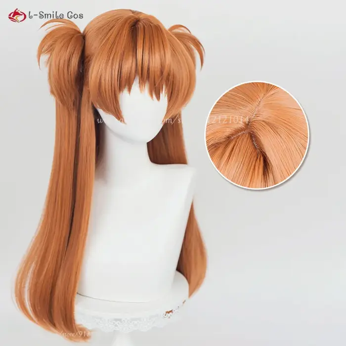 Anime EVA Asuka Langley Soryu Cosplay perruque 68 cm Orange marron