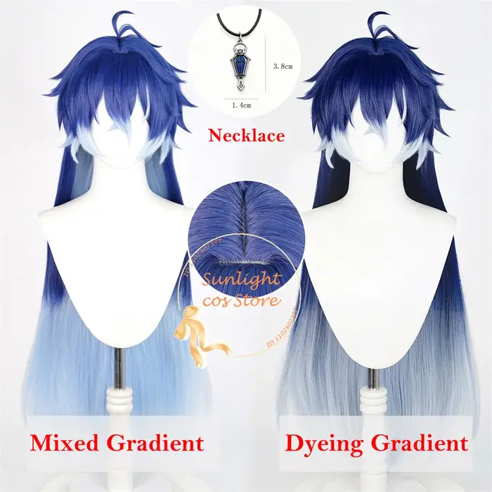 EN STOCK Anime Kyryll Chudomirovich Flins Cosplay perruque 90 cm bleu dégradé perruques résistant à la chaleur cheveux