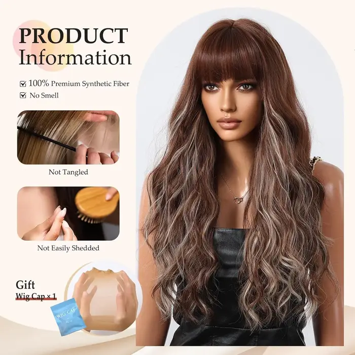 EASIHAIR – perruques synthétiques longues ondulées et bouclées à reflets bruns pour femmes