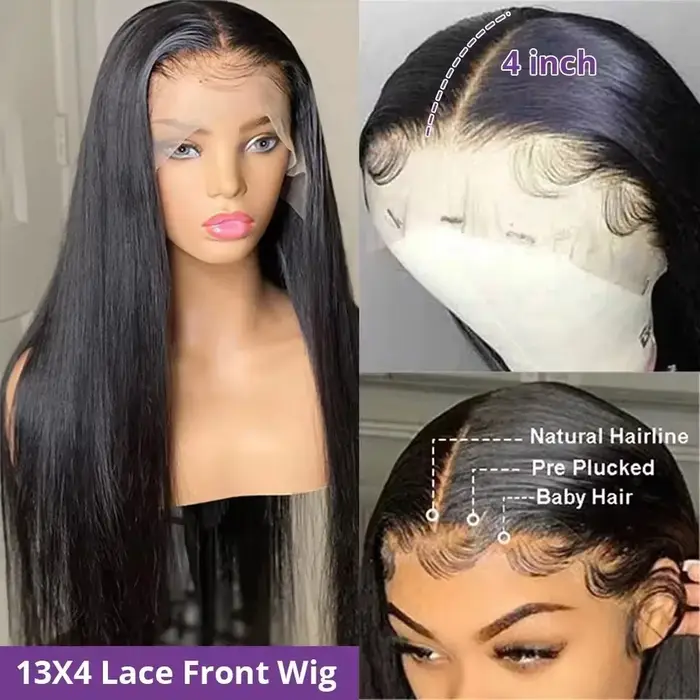 30 40 pouces os droit perruque de cheveux humains brésilien pré plumé cheveux 13X4 13X6 HD Transpare