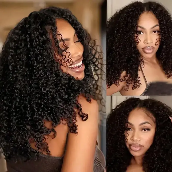 Perruque bouclée birmane 13x4 avec dentelle frontale, cheveux humains pré-épilés, dentelle transparente, couleur naturelle