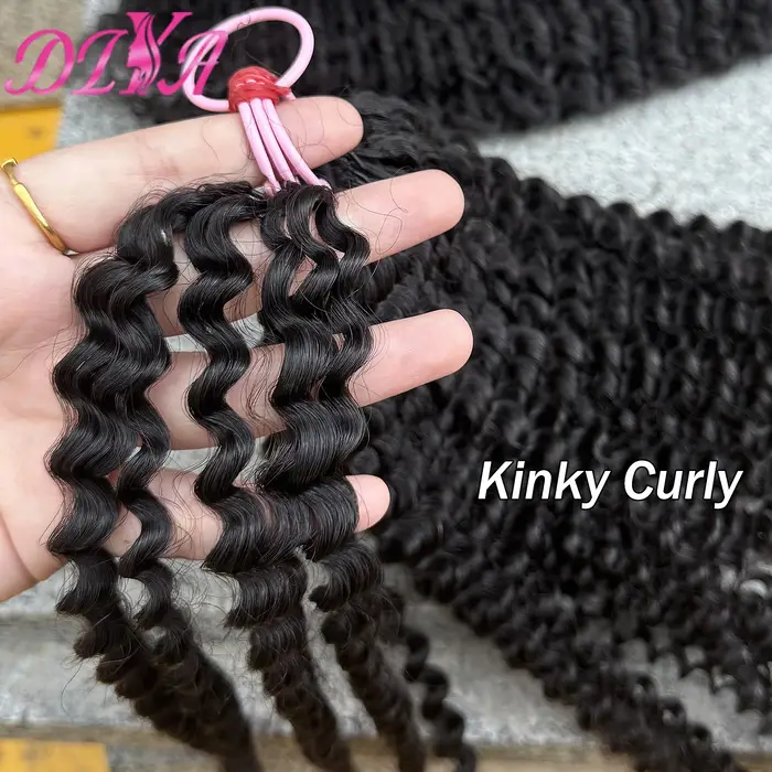 Extensions de cheveux au Crochet de vague profonde crépus bouclés Crochet cheveux humains sans noeud