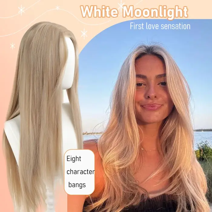 Cheveux longs et raides en lin ultraviolet synthétique avec THES