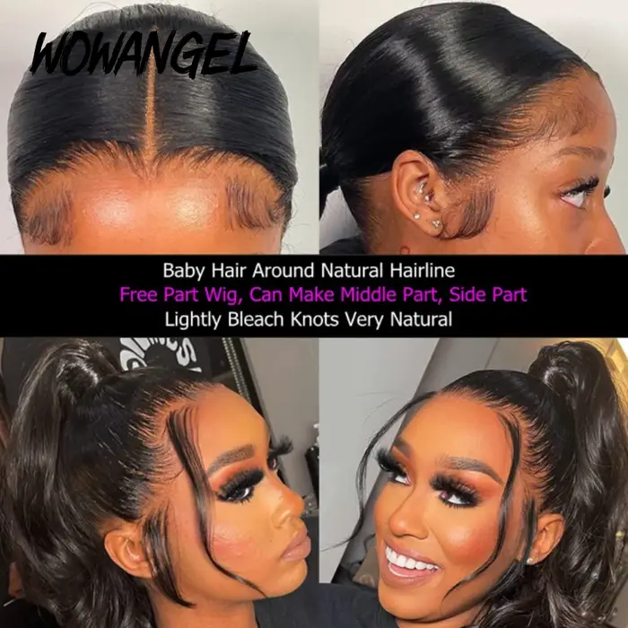 Perruques Lace Front HD 13x6 Wow Angel, Cheveux Humains Remy 250% Body Wave, Perruque à pose rapide