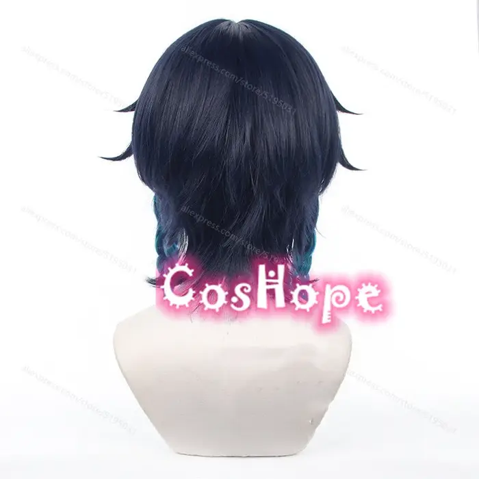 Perruque de cosplay Venti unisexe