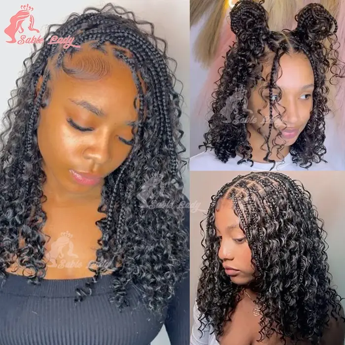 Boho-Perruque Bob Tressée pour Femmes Noires